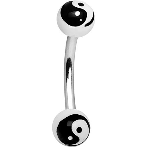 Luxe Modz Eyebrow Ring Black and White Yin Yang 16 gauge 8mm