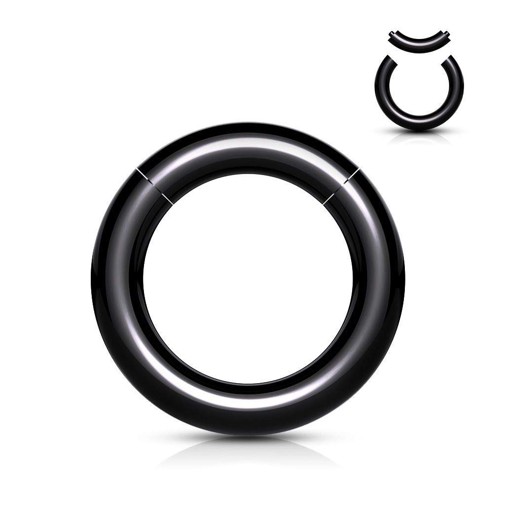 Pair Black Acrylic Segment Rings Captive Bead Body Jewelry