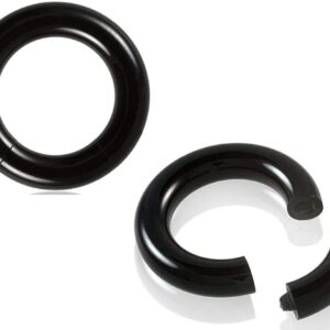 Pair Black Acrylic Segment Rings Captive Bead Body Jewelry