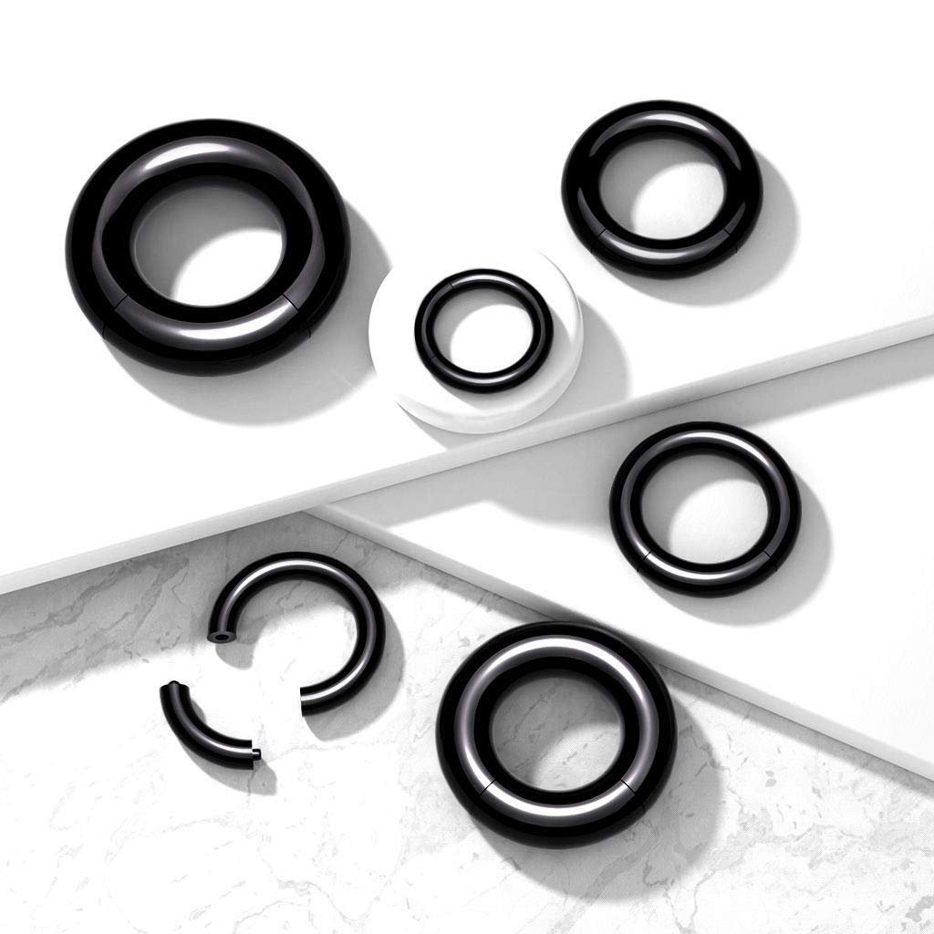 Pair Black Acrylic Segment Rings Captive Bead Body Jewelry