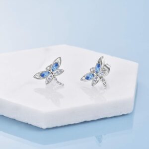 AOBOCO Dragonfly Gifts for Women 925 Sterling Silver Dragonfly Stud Earrings Jewelry with Austrian Crystal Birthday Christmas Mothers Day Gifts for Wife