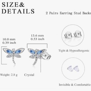 AOBOCO Dragonfly Gifts for Women 925 Sterling Silver Dragonfly Stud Earrings Jewelry with Austrian Crystal Birthday Christmas Mothers Day Gifts for Wife