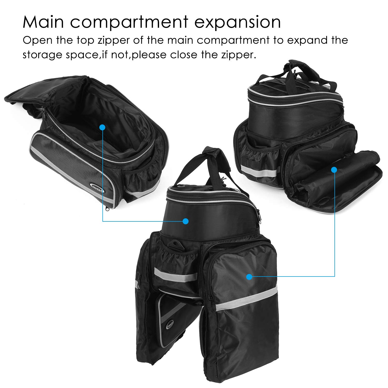 LIXADA Bike Trunk Bag Waterproof Bicycle Rack Rear Carrier Bag 25L Bicycle Commuter Bag Bike Rack Bag Pannier Bag Shoulder Bag with Rain Cover