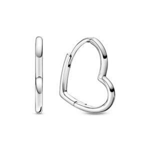 pandora asymmetrical heart hoop earrings - timeless earrings for women - great gift for her - made with sterling silver, no gift box