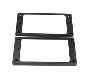 guyker flat metal humbucker pickup mounting ring set - bridge neck pickups cover frame replacement part for electric guitar or precision bass(2pcs, black)