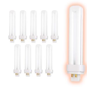 GoodBulb 26 Watt CFL Light Bulbs | 4 Pin G24Q-3 Base 4100K Cool White | 26W High Output 1800 Lumens | Double Tube Compact Fluorescent Light Bulbs Plug-in | 10 Pack