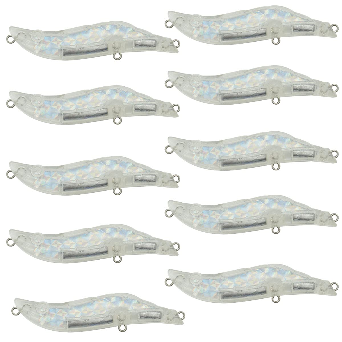 10pcs Unpainted Shrimp Fishing Lure Body 80mm 12.3g Blank Hard topwater Lures 6040# Free Eye