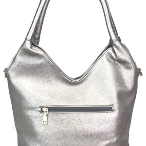 Zzfab Gem Studded V Chevron Tall Hobo Sparkle Purse (Pewter)