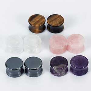 COOEAR 10PC Stone Ear Plugs Double Flare Saddle Stretching Gauges Expander 2g to 5/8".