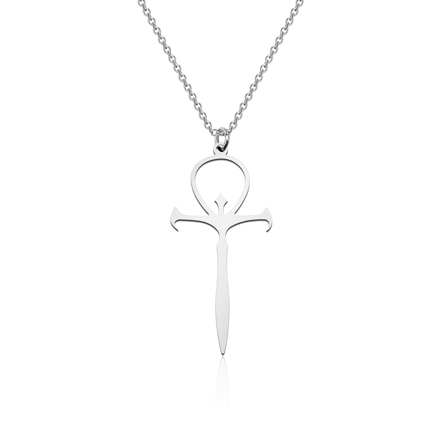 LBSBO Vampire Ankh Pendant Necklace Stainless Steel Vampire Cross Symbol Jewelry (Vampire Cross Necklace)