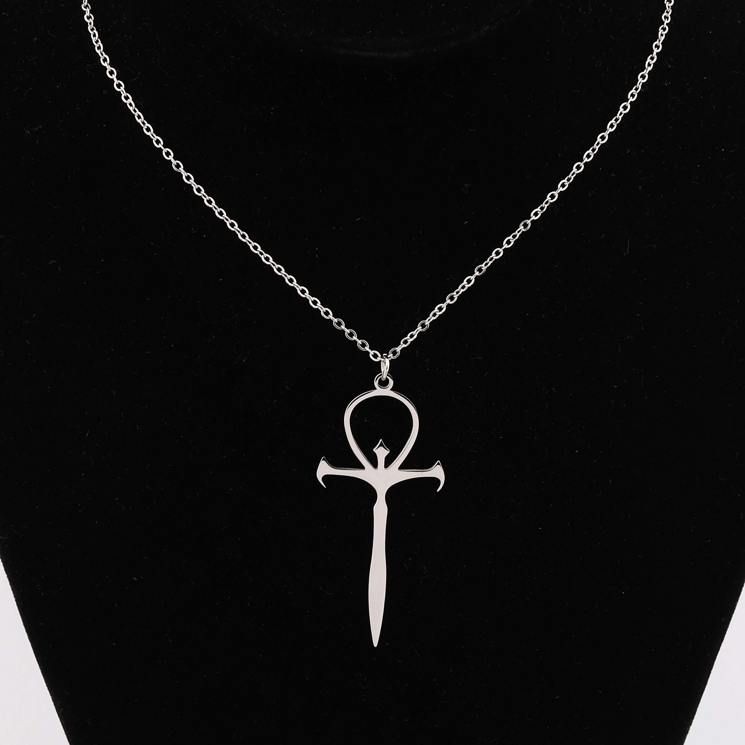 LBSBO Vampire Ankh Pendant Necklace Stainless Steel Vampire Cross Symbol Jewelry (Vampire Cross Necklace)