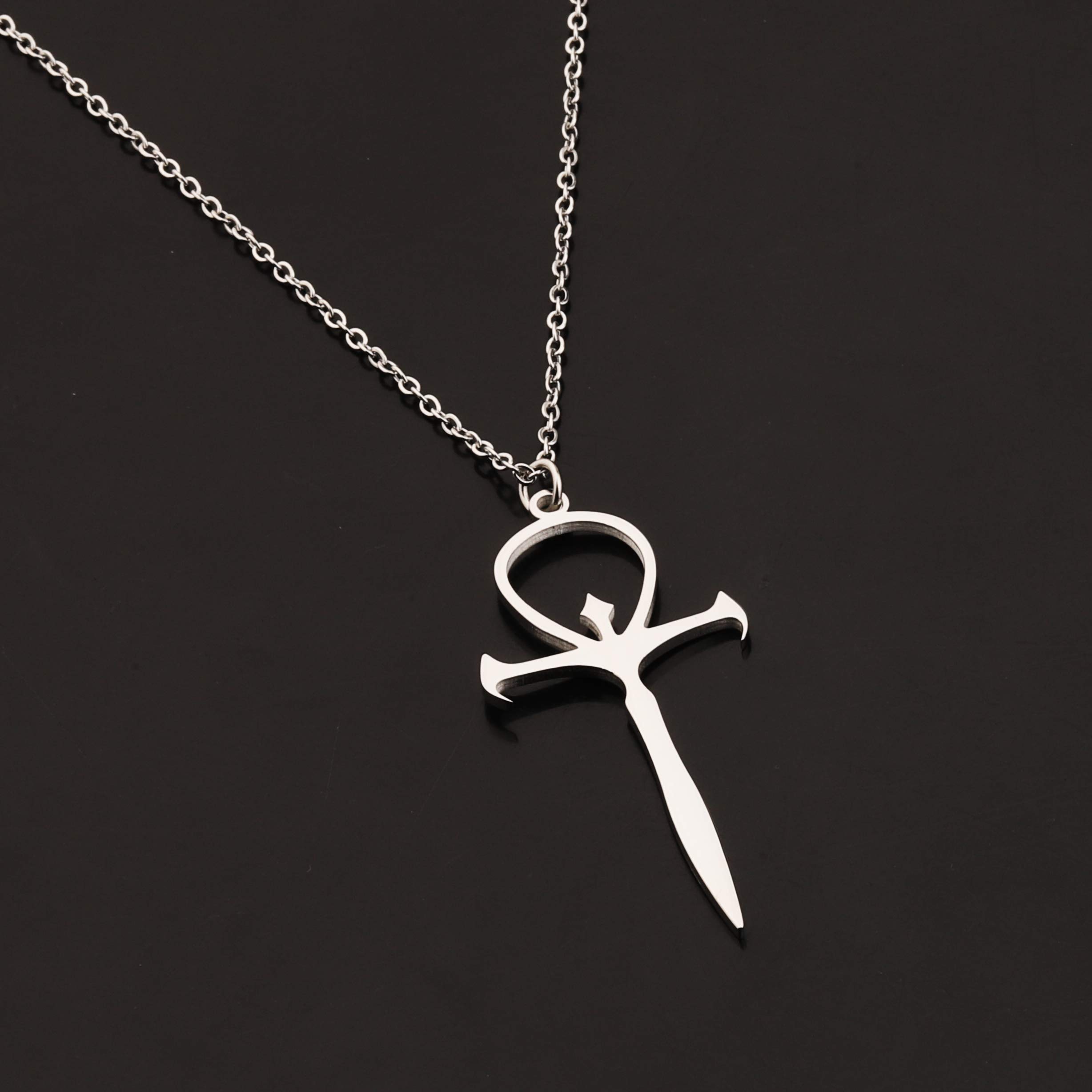 LBSBO Vampire Ankh Pendant Necklace Stainless Steel Vampire Cross Symbol Jewelry (Vampire Cross Necklace)