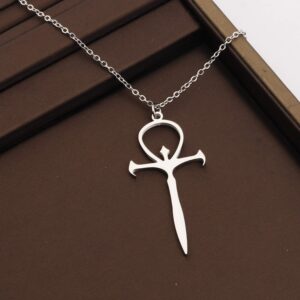 LBSBO Vampire Ankh Pendant Necklace Stainless Steel Vampire Cross Symbol Jewelry (Vampire Cross Necklace)