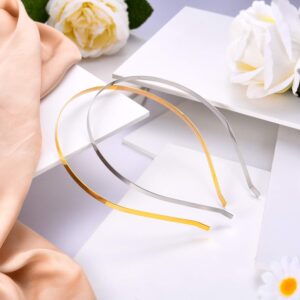 24 Pieces Smooth Metal Headbands Blank Metal Headbands 2 Colors DIY Craft Wire Frame Hairband for Men Women Hair Accessory