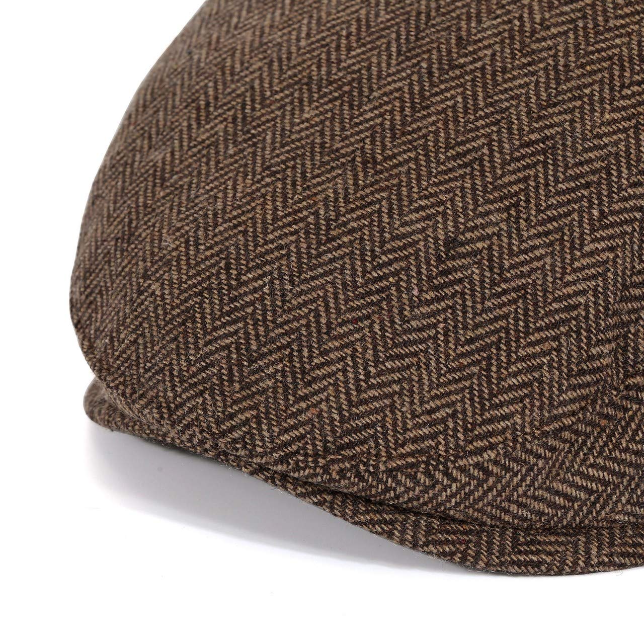 FALETO Men's Herringbone Wool Blend Flat Ivy Newsboy Hat Gatsby Cabbie Cap