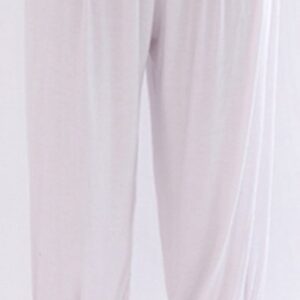 AvaCostume Modal Cotton Soft Yoga Sports Dance Harem Capri Pants White L01