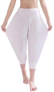 avacostume modal cotton soft yoga sports dance harem capri pants white l01