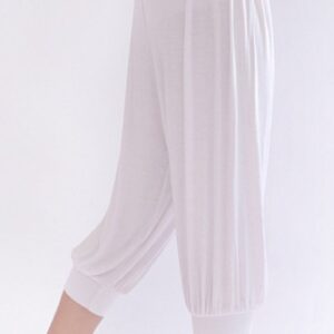 AvaCostume Modal Cotton Soft Yoga Sports Dance Harem Capri Pants White L01