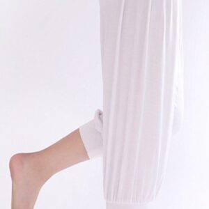 AvaCostume Modal Cotton Soft Yoga Sports Dance Harem Capri Pants White L01