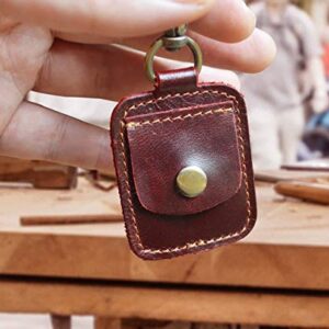 AA Medallion or Coin Holder, Leather Key Chain Snap Open Leather Case (Reddish Brown)