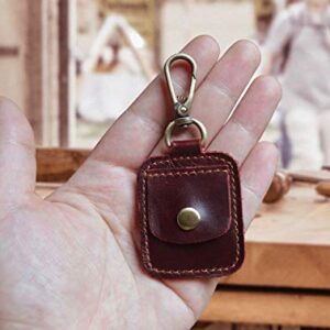 AA Medallion or Coin Holder, Leather Key Chain Snap Open Leather Case (Reddish Brown)