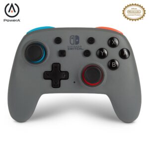 PowerA Nano Enhanced Wireless Controller for Nintendo Switch - Grey-Neon, Works with Nintendo Switch Lite, Bluetooth Controller, Gamepad, Compact, Smaller, Rechargeable, Portable - Nintendo Switch