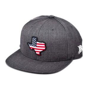 Branded Bills Texas PVC Patriot Patch Classic Snapback Hat - One Size Fits All (Charcoal)