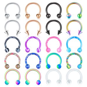 Mayhoop 16G Stainless Steel Horseshoe Nose Septum Rings Piercing Jewelry Cartilage Helix Tragus Earring Hoop Lip Horseshoe Piercing Retainer for Women Men 8mm