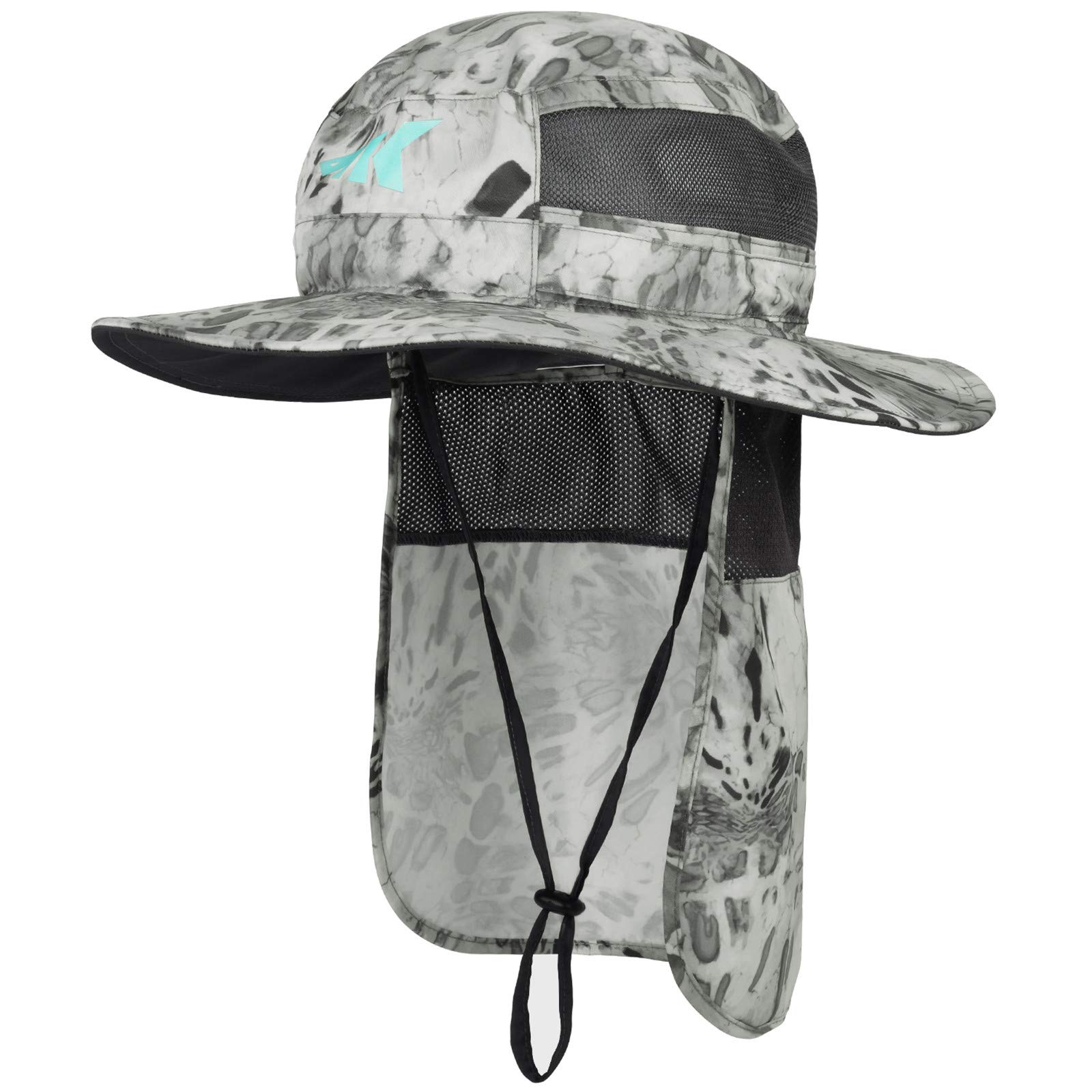 KastKing UPF 50 Boonie Hat Fishing Hat with Removable Neck Flap Sun Hats,Silver