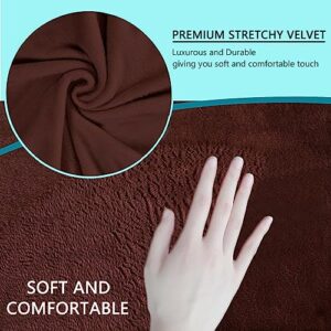 U-NICE HOME Velvet Sofa Covers Stretch Couch Covers for 3 Cushion Couch Furniture Protector Sofa Slipcover (Large, Chocolate)