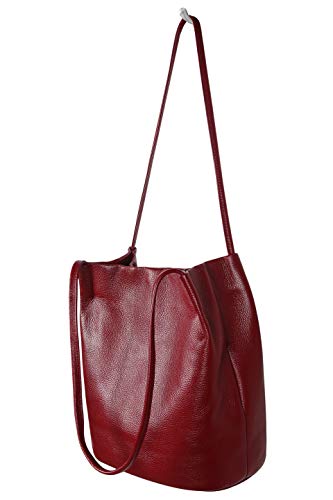 Iswee Soft Leather Tote Red Leather Handbags for Women Shoulder Bag Extra Large Purses Ladies Bag Hobo Handbags Satchel (Wine Lichee)