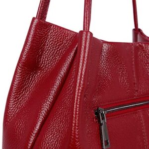 Iswee Soft Leather Tote Red Leather Handbags for Women Shoulder Bag Extra Large Purses Ladies Bag Hobo Handbags Satchel (Wine Lichee)