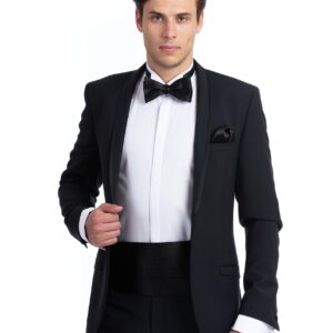 NV Holders: Men's Premium 100% Silk Cummerbund, Bow Tie, Handkerchief - Black Tuxedo set (Black)