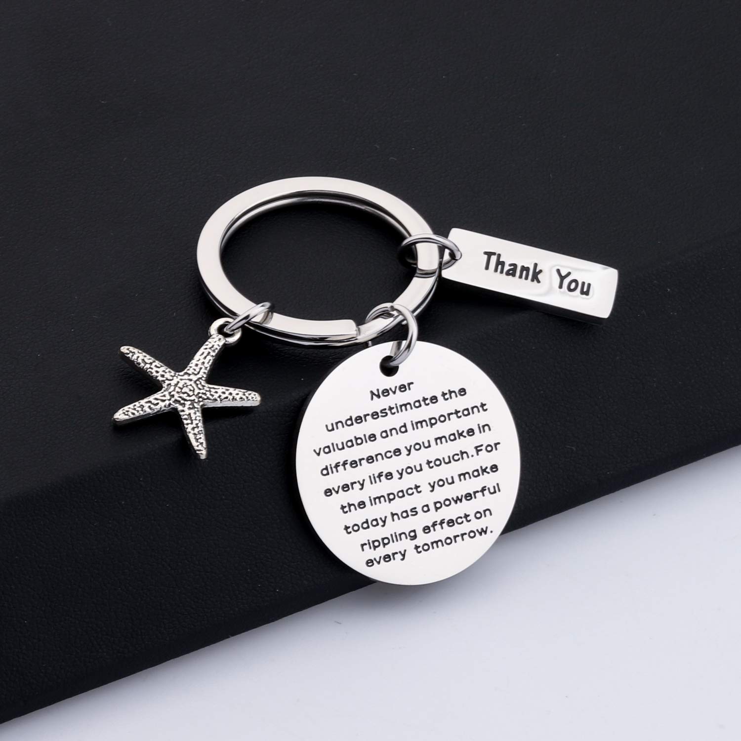 BAUNA Starfish Keychain Never Underestimate The Valuable And Important Difference You Make Social Worker Thank You Gift Volunteers Jewelry (Starfish Keychain)