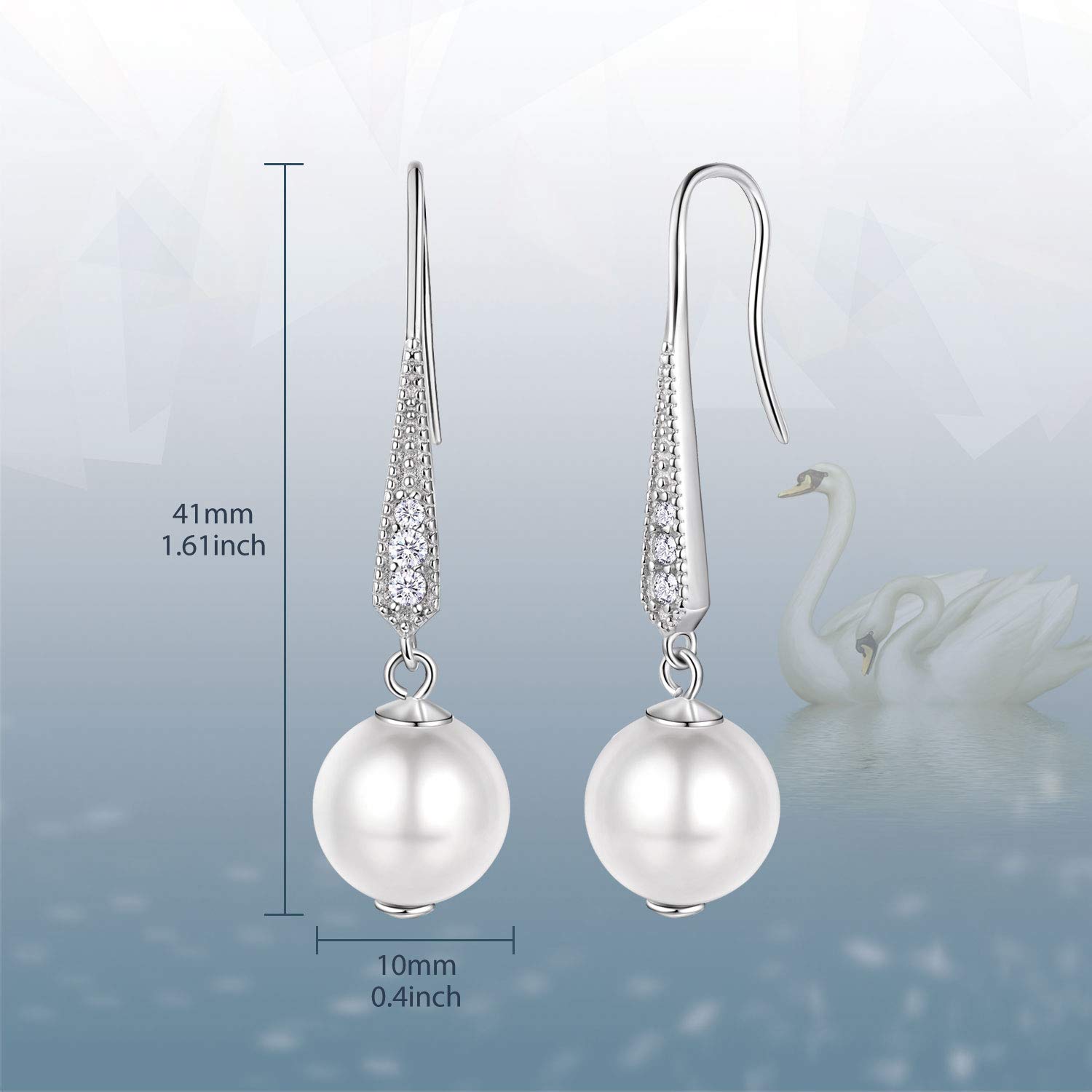 MISSLAN Pearl Earrings 925 Sterling Silver Drop Dangle Earrings for Women Jewelry for Her Women Mother Wife