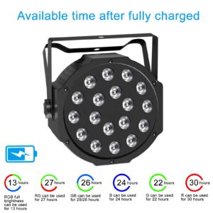 U`King Rechargeable Par Lights Wireless 18 RGB Stage Lighting Battery Powered Uplights DMX Control Uplighting for Wedding DJ Disco Show Church(4 Pack)