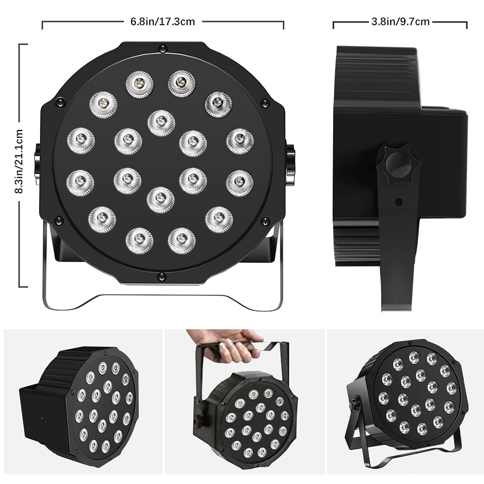 U`King Rechargeable Par Lights Wireless 18 RGB Stage Lighting Battery Powered Uplights DMX Control Uplighting for Wedding DJ Disco Show Church(4 Pack)