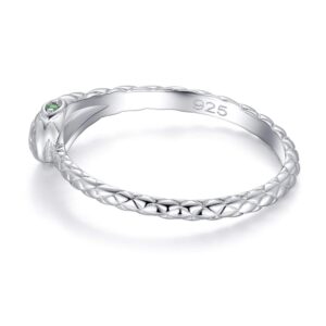 S925 sterling silver unique personality teardrop snake, eyes set with green spines, retro style zodiac animals, stackable women's rings, gifts