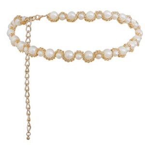 Holibanna Pearl Chain Waist Belt Pearl Alloy Waist Chain Body Chain for Women Jeans Dresses