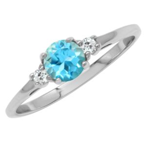 silvershake petite genuine swiss blue topaz white gold plated 925 sterling silver promise ring size 5.5