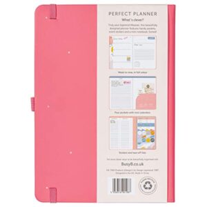 Busy B Perfect Planner A5 Week to View Diary January to December 2021 - Pink Faux Leather Week to View Planner with Stickers & Tear-Out Lists