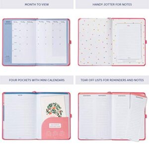 Busy B Perfect Planner A5 Week to View Diary January to December 2021 - Pink Faux Leather Week to View Planner with Stickers & Tear-Out Lists