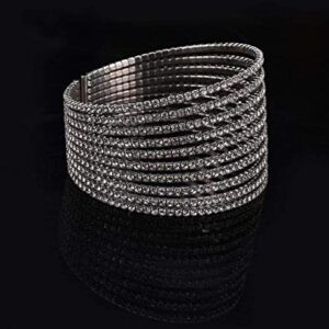 Sparkling Womens Crystal 10 Strand Rhinestone Bracelet