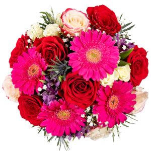 Twilight | Red, Pink Fresh Flowers Arrangement with Vase | Arabella Bouquets | Flowers for Delivery, Graduation, Birthday, Congratulations