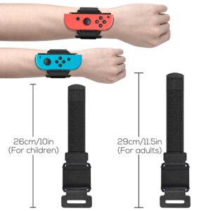 YUANHOT Upgraded Wrist Bands Compatible with Just-Dance 2025 2024 2023 2022 2021, Adjustable Elastic Straps for Nintendo Switch & Switch OLED Controllers, 2 Pack for Kids and Adults - Black