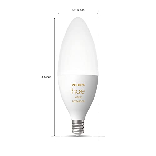 Philips Hue Smart 40W B39 Candle-Shaped LED Bulb - White Ambiance Warm-to-Cool White Light - 1 Pack - 450LM - E12 - Indoor - Control with Hue App - Works with Alexa, Google Assistant and Apple Homekit