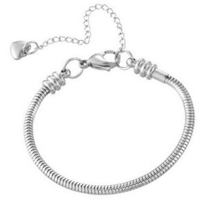 tgls women european charm bracelet stainless steel 3mm snake chain bracelet fits charms bead