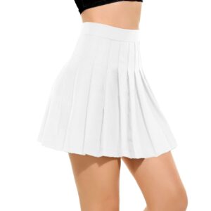 women girls 2024 high waisted pleated skater tennis school skirt uniform skirts a-white