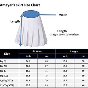 Women Girls 2024 high Waisted Pleated Skater Tennis School Skirt Uniform Skirts A-White