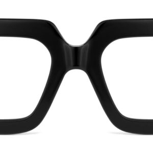 Zeelool Stylish Acetate Thick Oversized Square Eyeglasses Frame for Women with Non-prescription Clear Lens Brandon VFP0306-02 Black